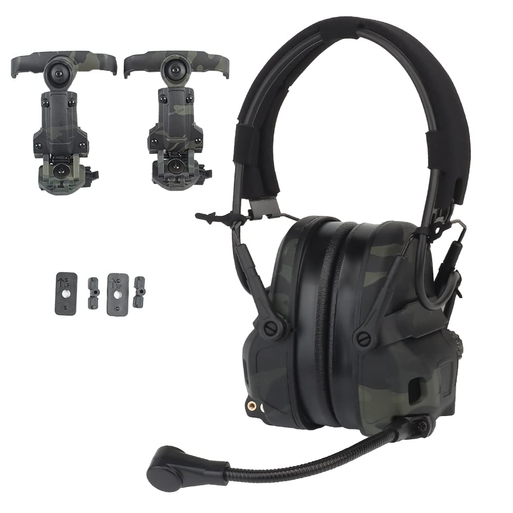 Tactical Headset for Hunting & Shooting - Noise Cancelling Headphones Compatible with OPS Core ARC & Wendy Helmets - 2-in-1 GEN 6 Head Mounted Earmuffs - Perfect for Outdoor Sports, Military Training & Range Shooting