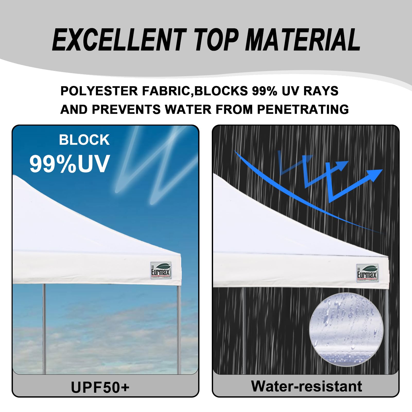 Eurmax USA 10x10ft Heavy Duty Pop Up Canopy Tent - Commercial Grade Instant Outdoor Canopy with Roller Bag & 4 Sand Bags (Beige) - Perfect for Backyard Parties, Farmers Markets, Beach Outings & Outdoor Events