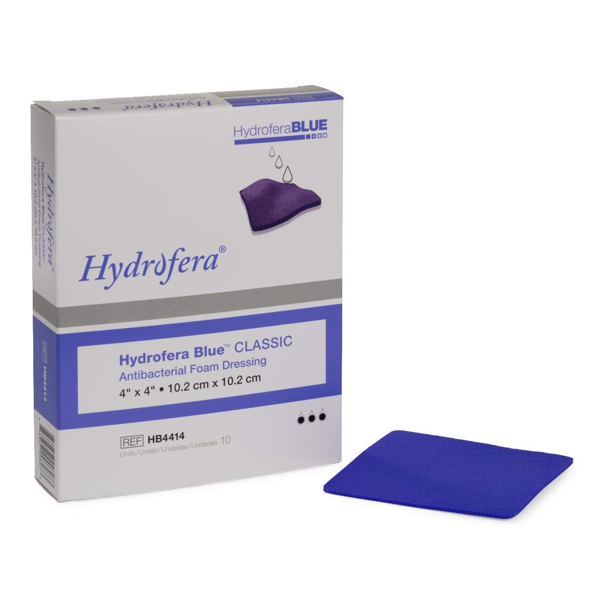 Bacteriostatic Foam Dressing 4x4 Inches - Box of 10 (Pack of 2) - 20 Total Wound Care Pads for First Aid, Burns & Surgical Wounds - Sterile Medical Bandages for Hospitals & Home Use