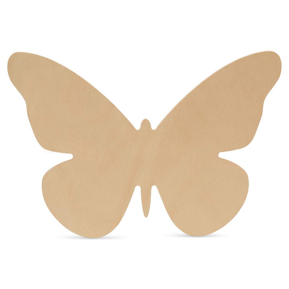 8-inch x 5.5-inch Butterfly Wood Cutouts for DIY Crafts - Spring Home Decor, Kids Playroom Wall Art, Classroom Decoration - Natural Wood Shapes for Scrapbooking, Wedding Decor, Party Backdrops - Pack of 25 by Woodpeckers