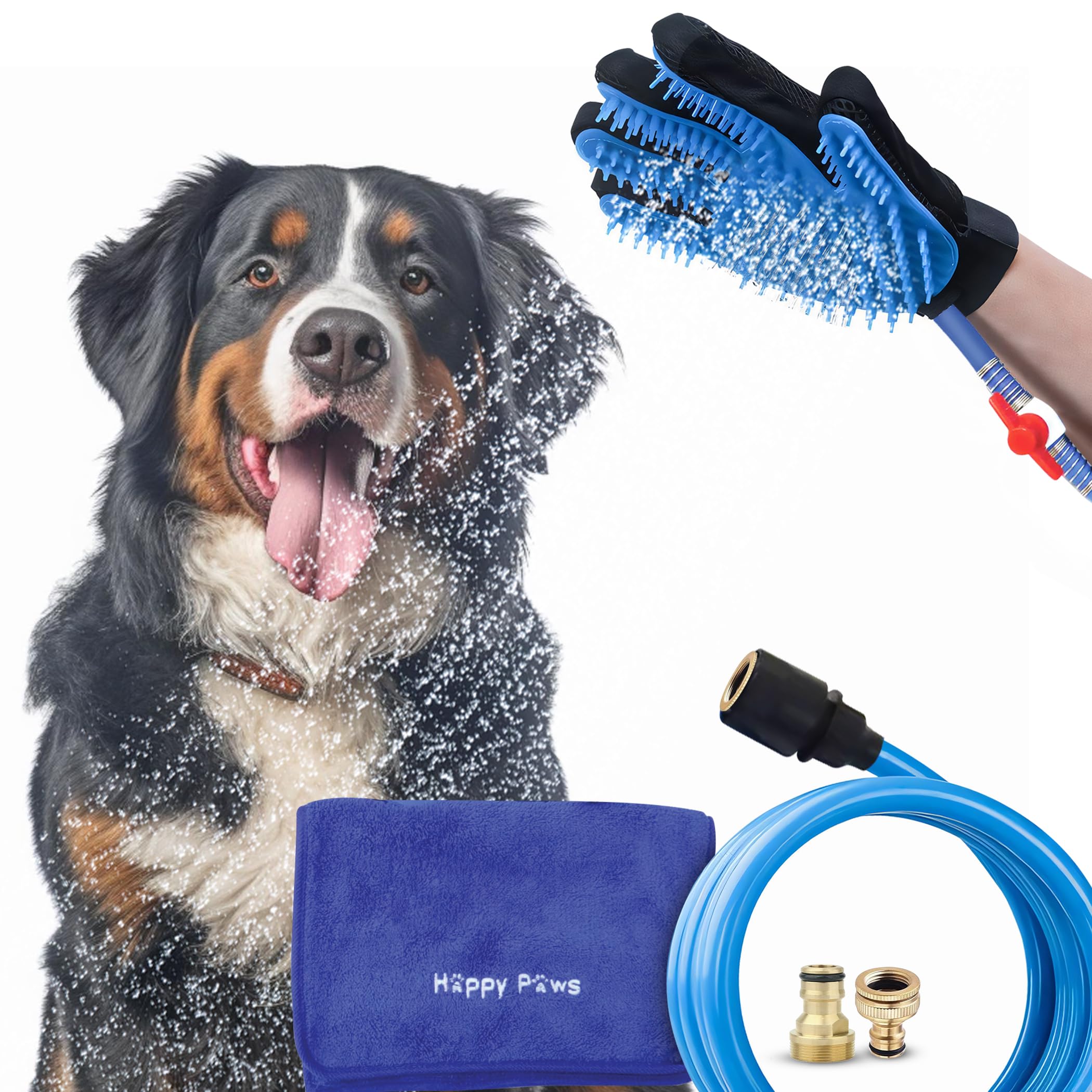 Dog Bath Brush Sprayer Glove and Scrubber Tool | Pet Grooming Supplies for Long & Short Hair Dogs | Waterproof Bathing Gloves for Dogs | Perfect Easter Gift for Dog Owners & Lovers | Use During Bath Time for Gentle Cleaning & Massage