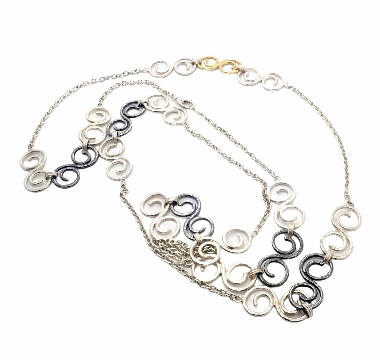 Authentic 24K Yellow Gold & Sterling Silver Long Curl Necklace - 46 Inch Elegant Dainty Chain for Women | Perfect for Weddings, Parties & Special Occasions