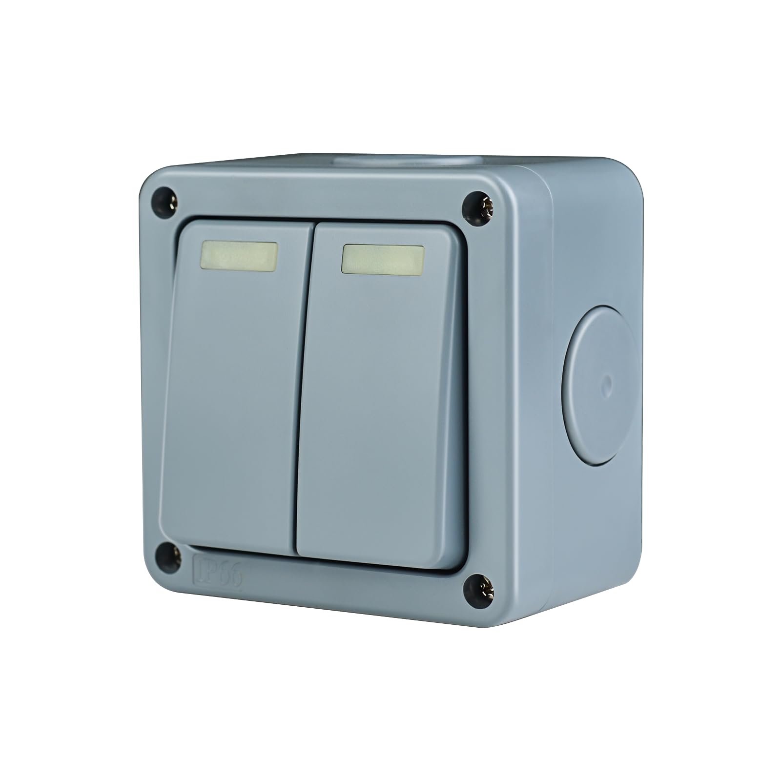 Waterproof Outdoor Light Switch - IP66 Rated 2 Gang 2 Way Dual SPDT Electrical Switch (82x82x51mm) - 10A 110-250V for Garden, Pool & Patio - Weatherproof Electrical Control for Outdoor Lighting, Water Features & Landscape Areas