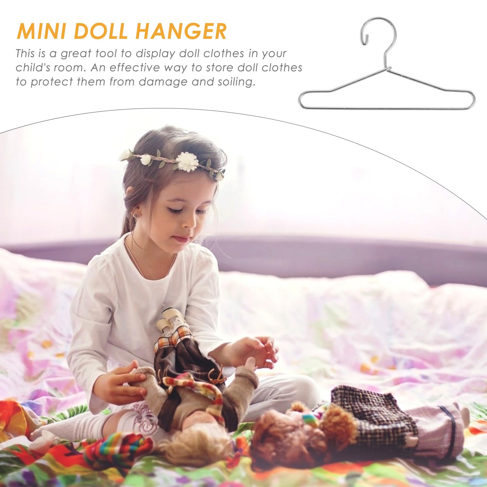 20 Pcs Metal Doll Clothes Hangers - 65mm Silver Mini Hangers for Doll Wardrobe, Dresses & Outfits | Perfect for Barbie, American Girl & 18