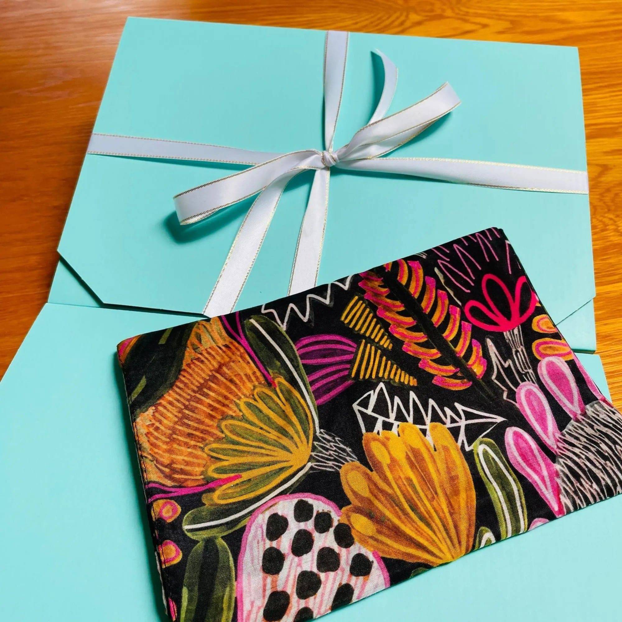 Bush Banksia Silk Scarf - Elegant Australian Floral Print Shawl for Women | Perfect for Weddings, Parties & Office Wear