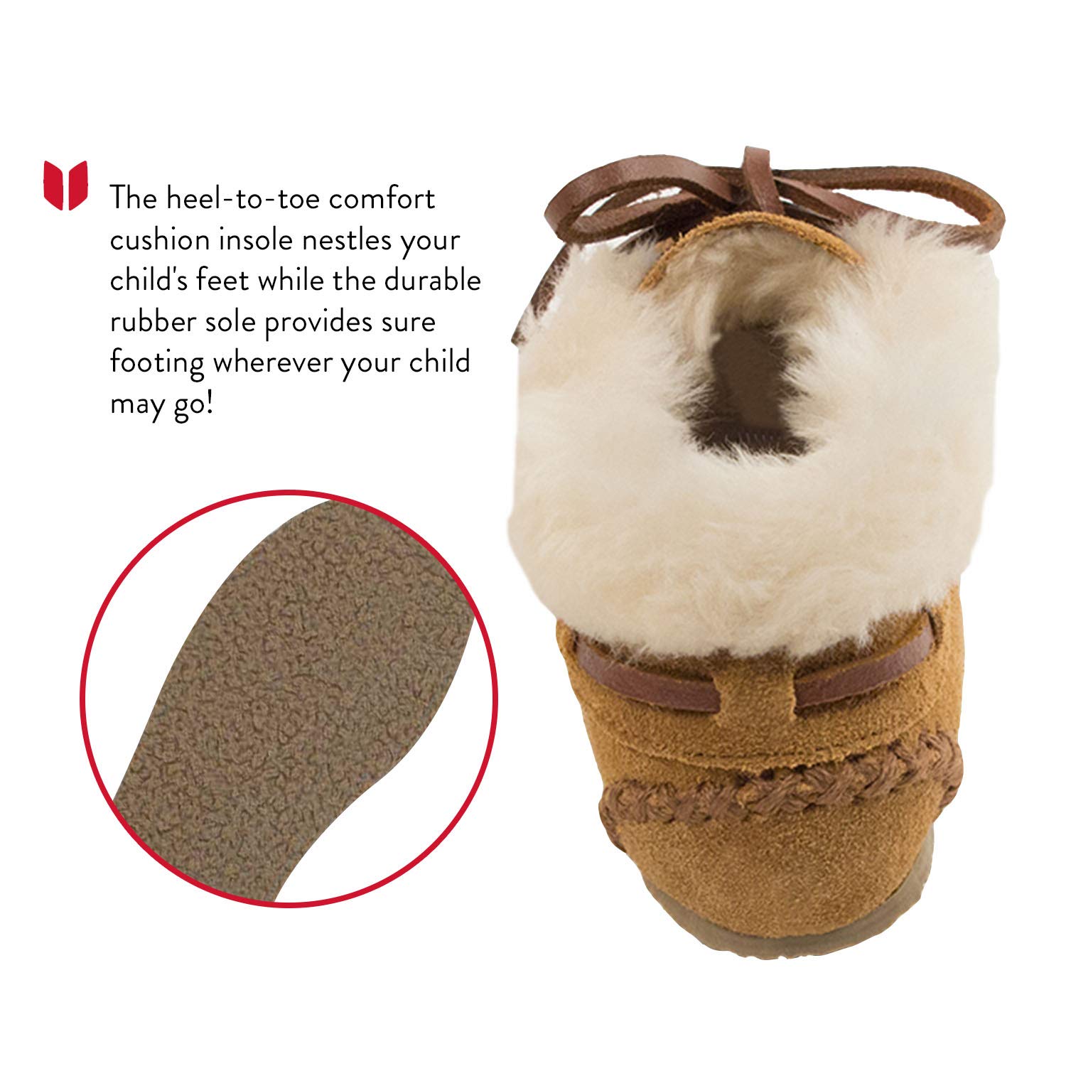 Minnetonka Charley Bootie for Toddler, Little Kid & Big Kid - Soft Leather Moccasin Shoes for Boys & Girls - Perfect for Casual Wear, Outdoor Play & School Activities