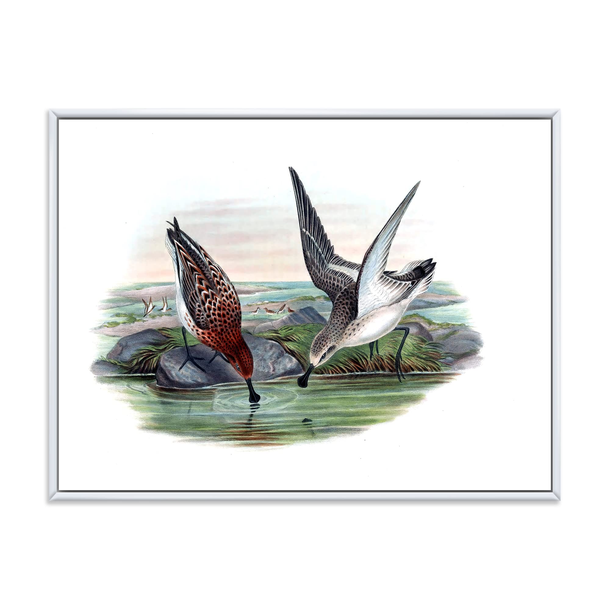 DesignQ Vintage Countryside Animals IV - Farmhouse Framed Canvas Wall Art Print for Living Room, Bedroom & Office Decor