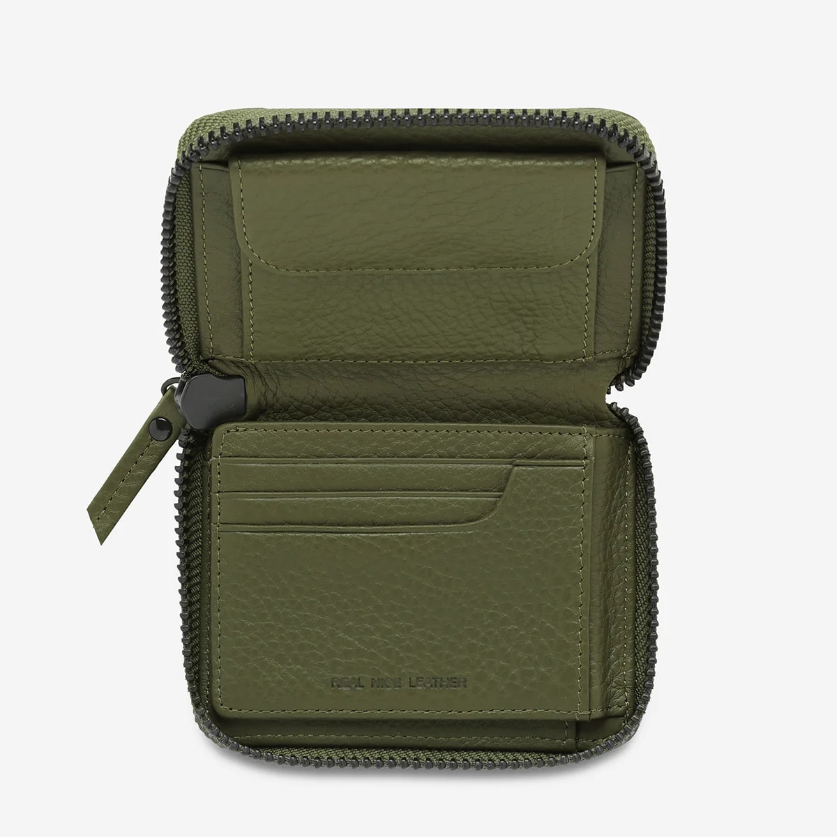 Status Anxiety Wayward Leather Wallet for Men - Khaki Genuine Leather Slim Bifold Wallet - Perfect for Everyday Use, Travel & Gifting