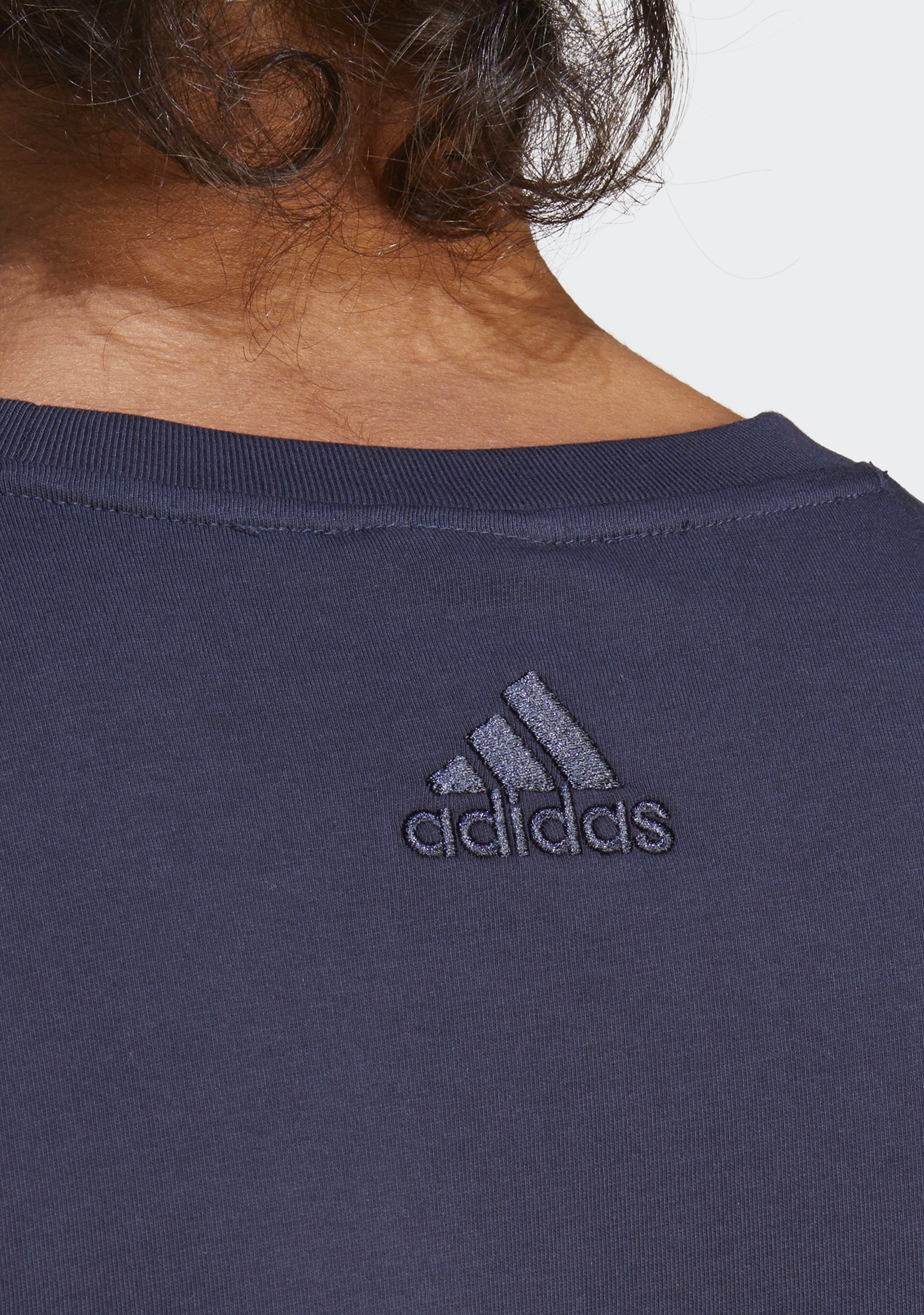 Adidas Men's Essentials Big Logo T-Shirt - Navy Blue Cotton Jersey Tee for Casual Wear & Gym Workouts