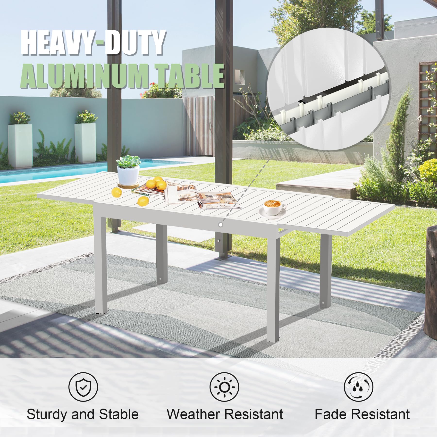 Domi Aluminum Extendable Dining Table 35