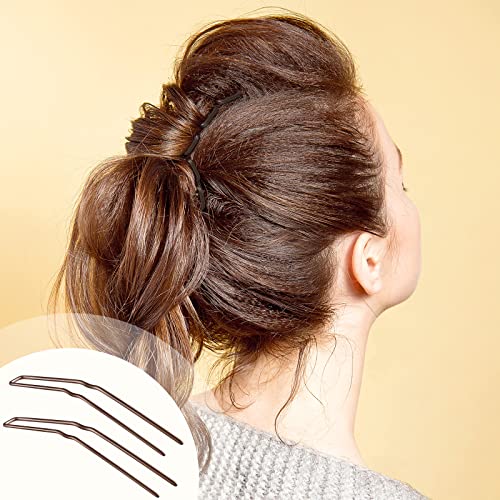 MTLEE 24 Pcs U Shaped Hair Pins - Strong Hold Ballet Bobby Pins for Updos, Buns & Braids | Metal U Pin Hair Forks for Women & Girls with Thick, Thin, Long or Curly Hair | Includes Storage Box (Brown, 2.5 Inch) | Perfect for Weddings, Ballet Performances & Everyday Hairstyling