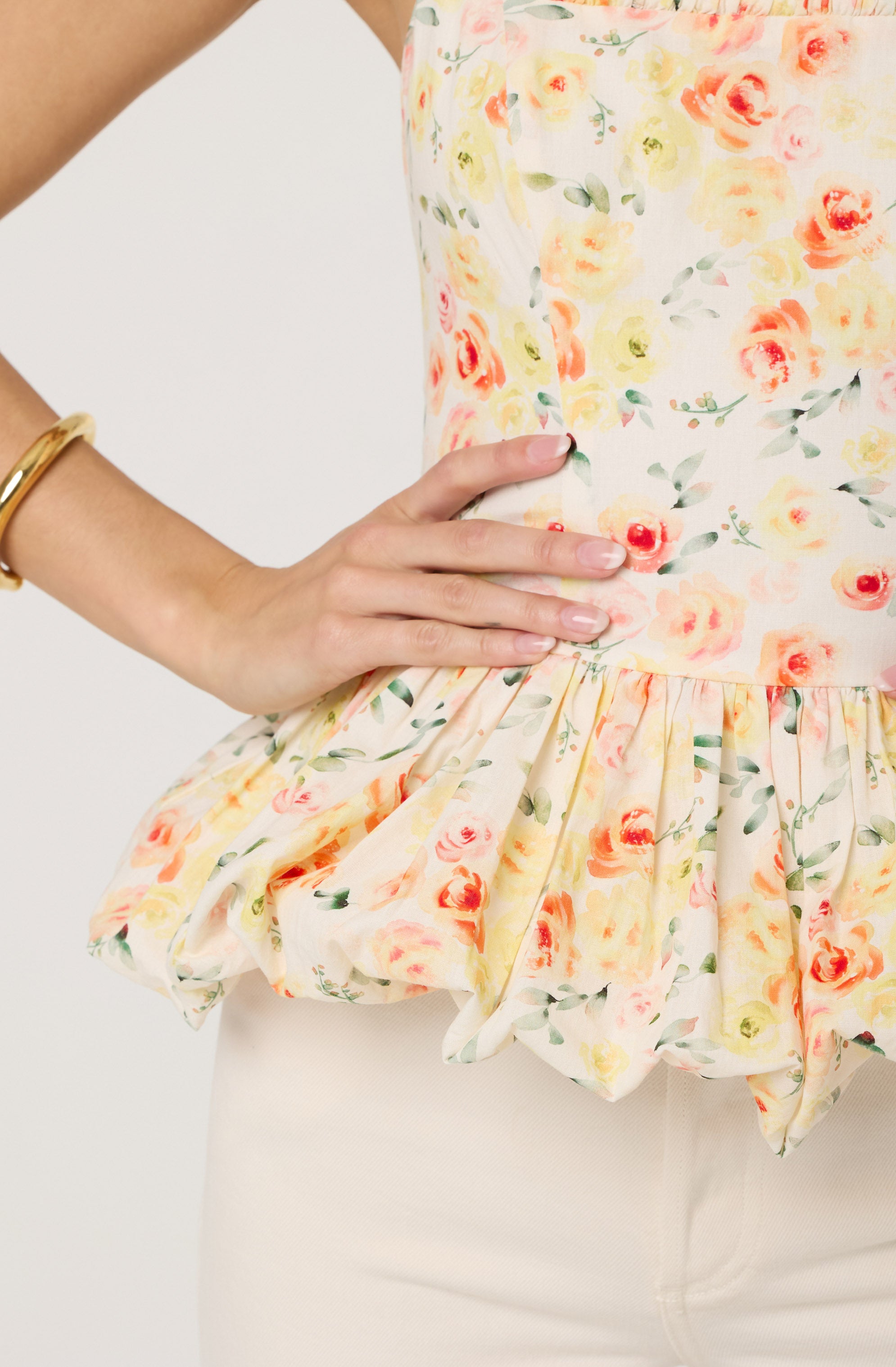 Floral Bubble Hem Peplum Top for Women - Stylish Blouse for Casual Outings & Date Nights