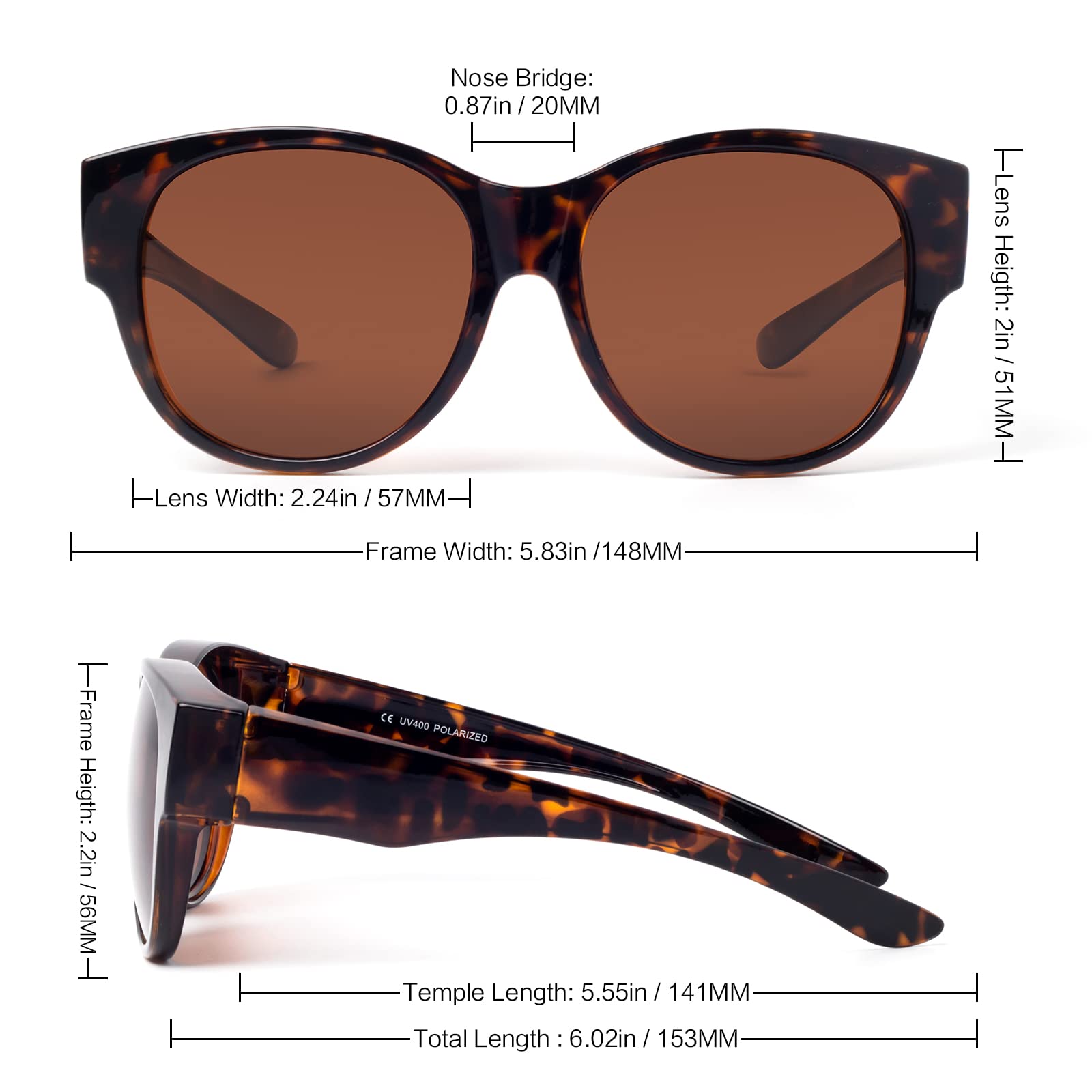 Polarized Clip-On Sunglasses for Women - UV Protection, Lightweight & Comfortable Fit Over Prescription Glasses - Perfect for Driving, Outdoor Sports & Daily Wear