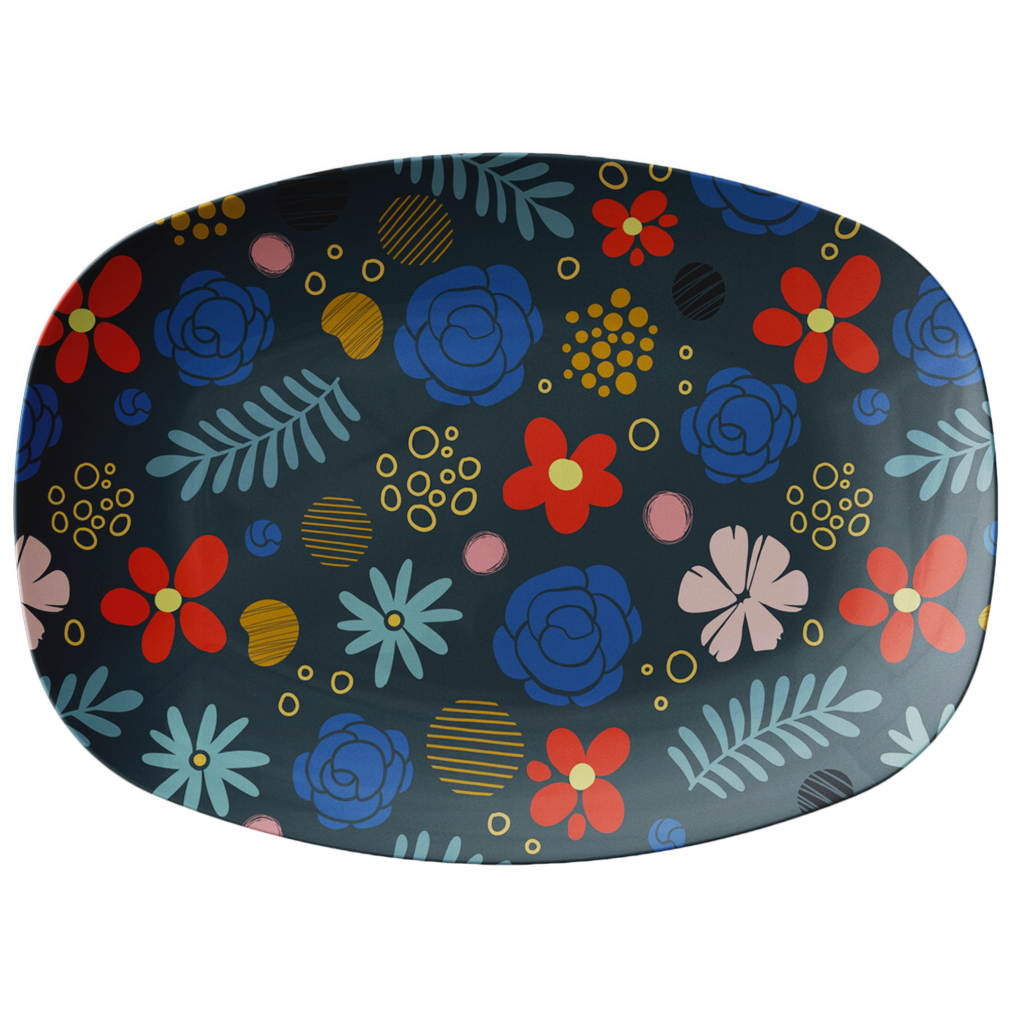 Elegant Floral Plastic Serving Tray - Large Decorative Party Platter for Entertaining, Appetizers & Desserts - Perfect for Weddings, Baby Showers & Holiday Gatherings