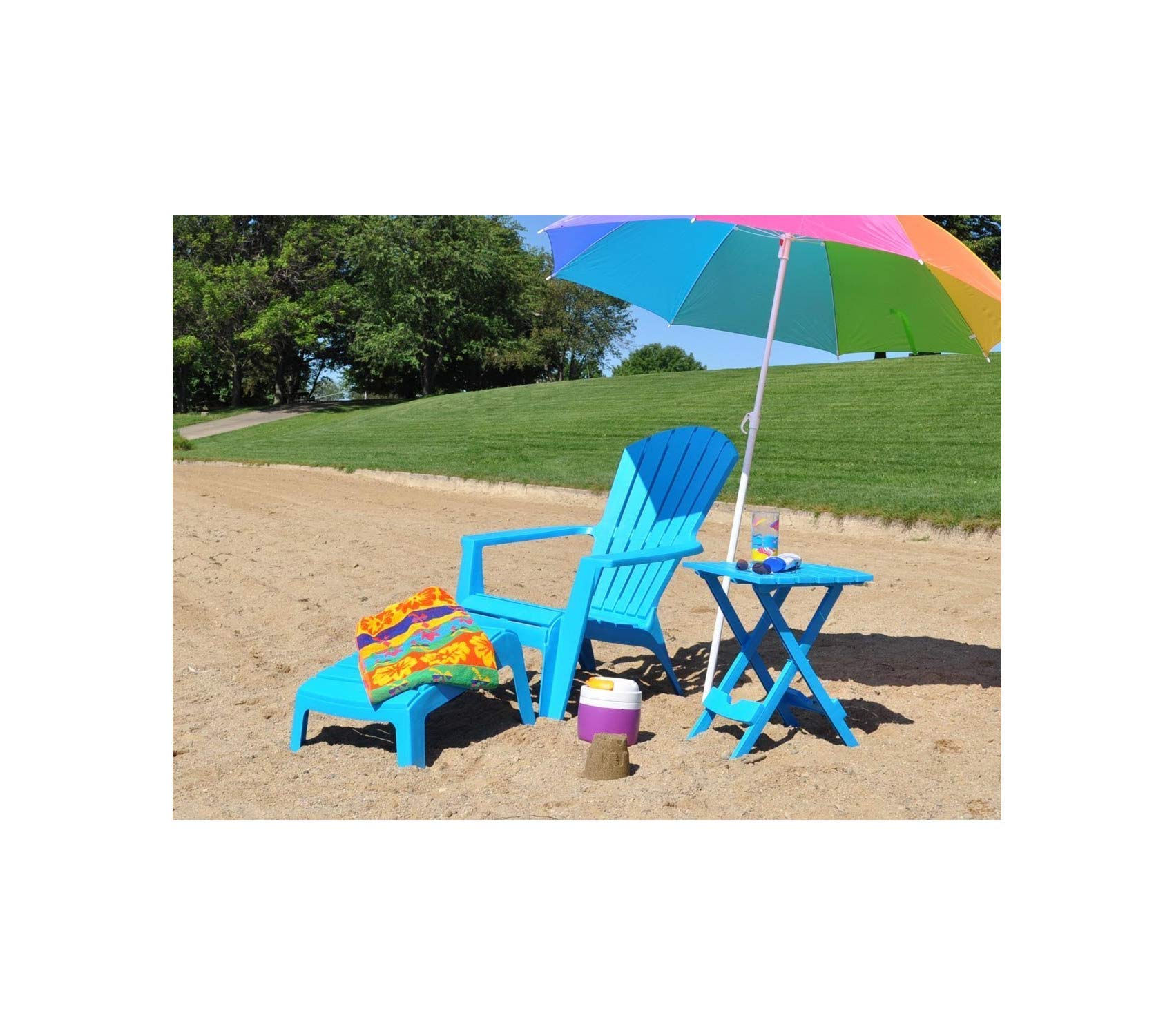 Premium Plastic Folding Side Table - Quick Fold Design, Pool Blue - Perfect for Outdoor, Patio, Poolside, and Camping Use