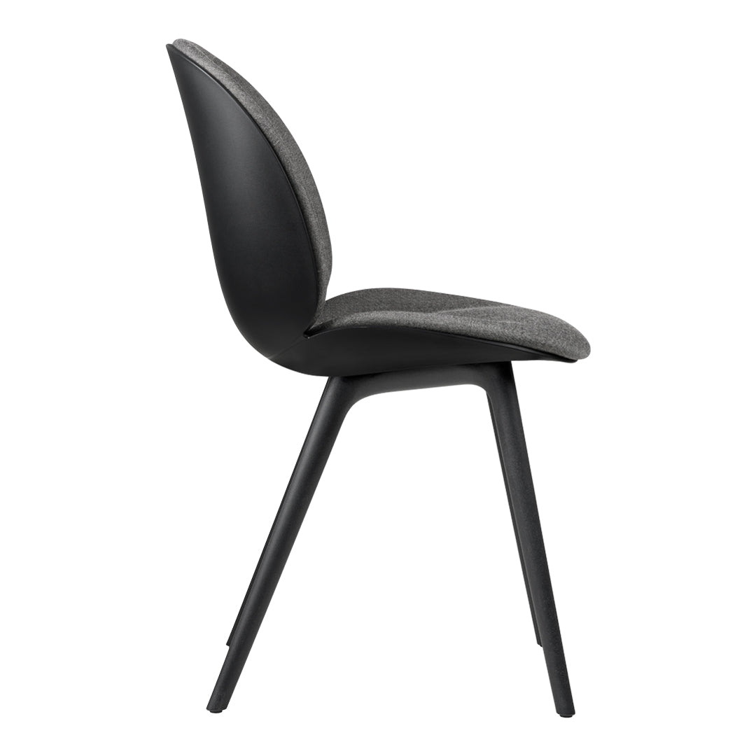 Modern Beetle Dining Chair with Front Upholstery & Sturdy Plastic Base - Monochrome Design for Kitchen, Dining Room or Office