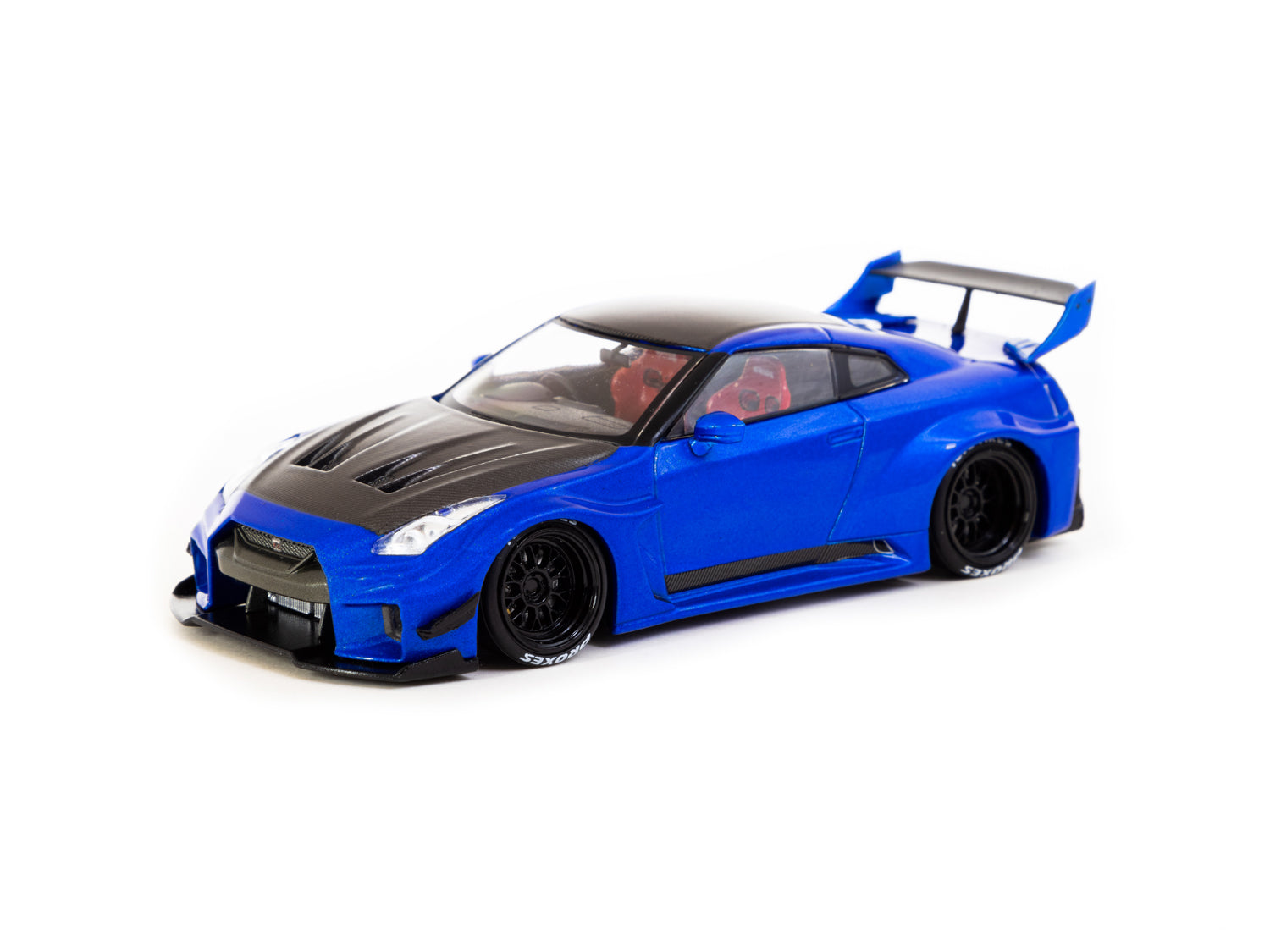 Tarmac Works 1/43 Scale Nissan 35GT-RR LB Silhouette Works GT Diecast Model Car in Candy Blue - Perfect for Collectors and Display Cases