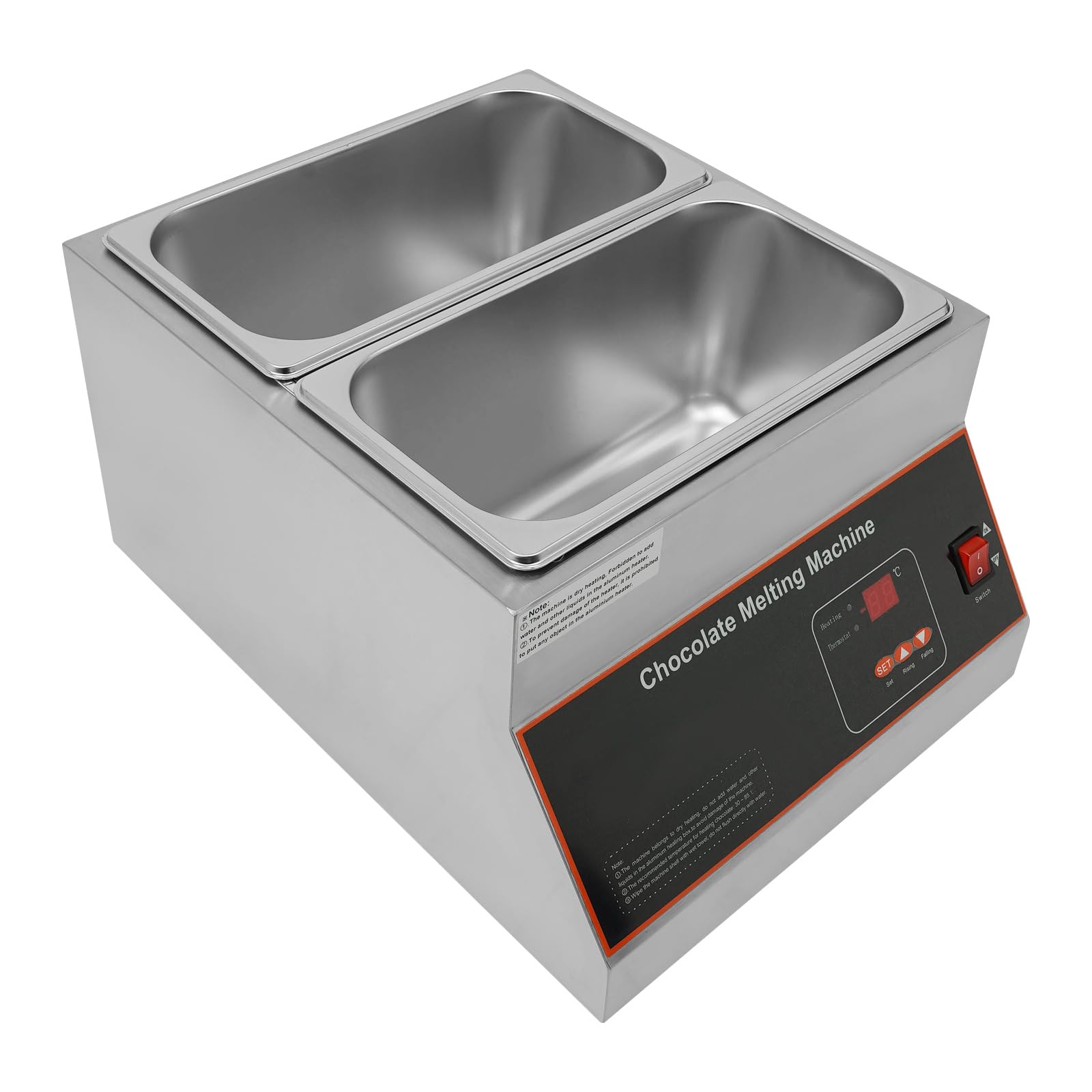 **500W Electric Chocolate Melting & Tempering Machine with Temperature Control - 2 Tanks Commercial Warmer for Chocolate, Milk, Coffee, Cheese & Soup - Perfect for Bakeries, Cafés & Candy Shops**
