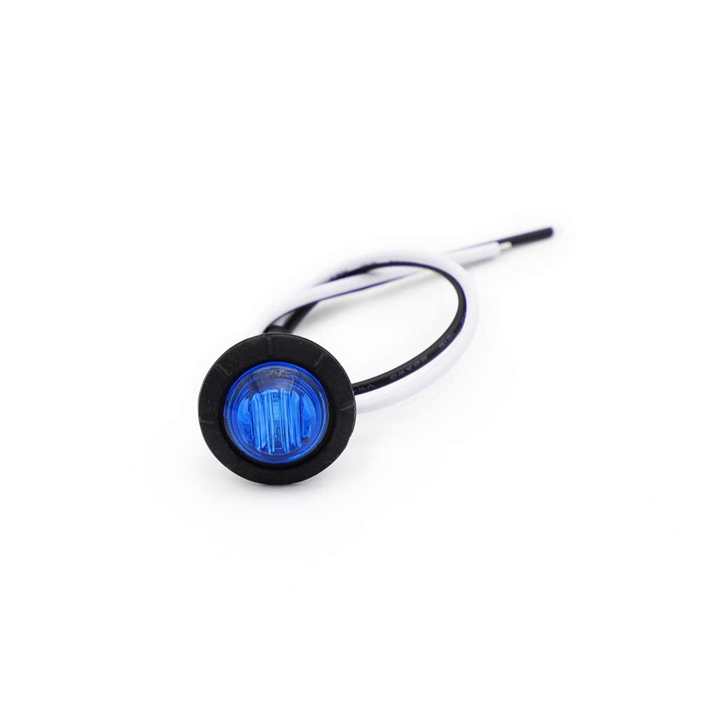 50 Pcs 3/4 Inch Mini Round Blue LED Side Marker Lights - 12V DC Waterproof Clearance Bulbs with Grommets - Universal Fit for Pickup, Bus, Trailer & Truck - Perfect for Night Driving and Vehicle Safety Lighting