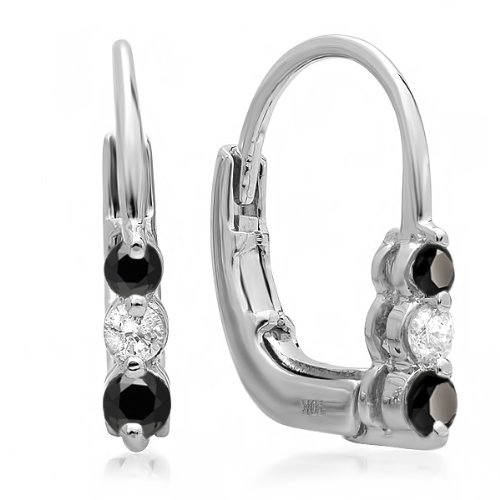 Dazzlingrock 10K Solid White Gold 3 Stone Hoop Earrings for Women | Elegant Jewelry Gift for Anniversary, Wedding & Special Occasions