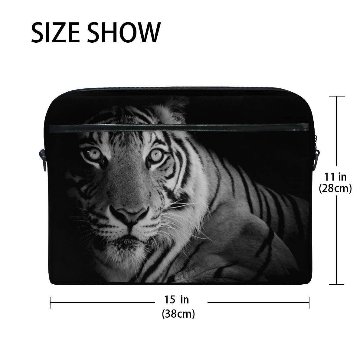 ALAZA Tiger Animal Print Laptop Sleeve Case - Convertible Crossbody Messenger Bag with Strap Pocket for MacBook Air/Pro, Surface, Dell, ASUS, HP, Lenovo 14-15.4 Inch - Perfect for Work, Travel & School