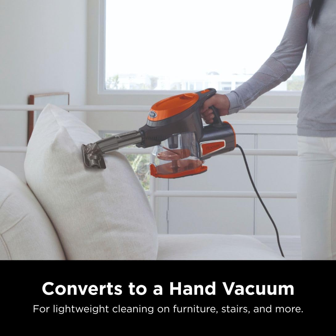 Shark Rocket HV301 Ultra-Light Corded Bagless Vacuum Cleaner for Carpet & Hard Floor - Powerful Suction, Swivel Steering, Gray/Orange - Perfect for Home, Apartment, Pet Hair & Car Cleaning