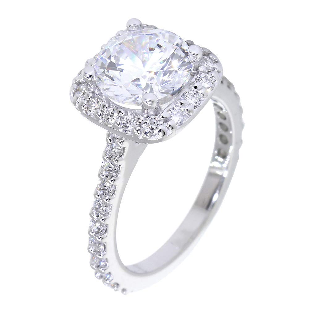 1.90CT Cushion Halo Round Diamond Engagement Ring Setting with 0.66CT Side Stones - Perfect for Proposals, Weddings & Anniversary Gifts