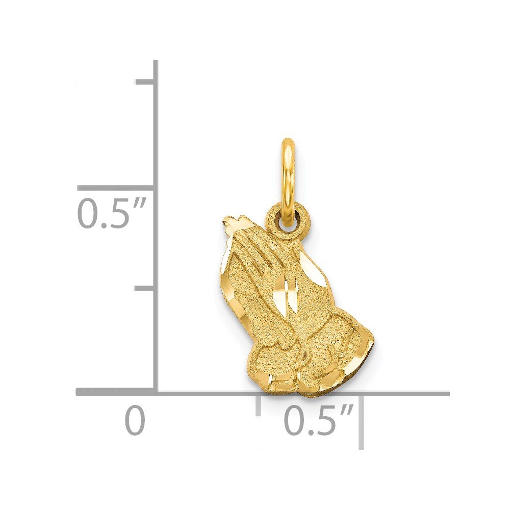 14K Yellow Gold Praying Hands Charm Pendant - Religious Jewelry for Women & Men - Perfect for Gifts, Prayer, and Faith-Based Occasions
