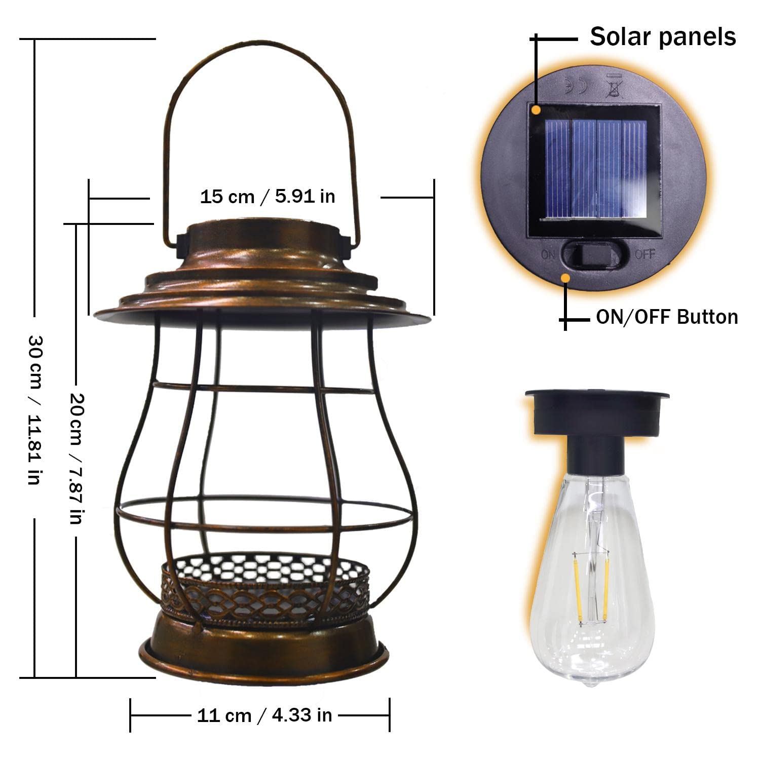 2 Pack Solar Outdoor Hanging Lights - Waterproof LED Garden Lanterns with Retro Design for Courtyard, Lawn, Patio & Pathway Decor | Perfect for Backyard, Porch, and Outdoor Party Lighting