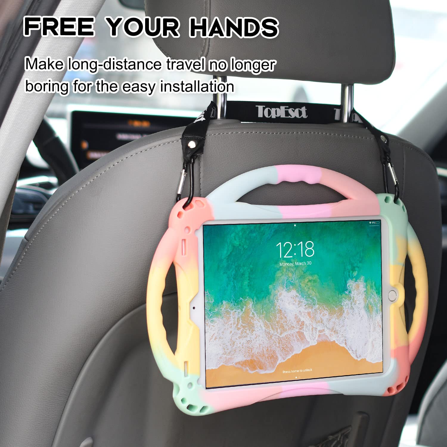 Shockproof Silicone iPad Case for 6th/5th Gen & iPad Air/Air 2 (9.7 inch) - Kids Protective Cover with Built-in Handle Stand & Strap | Perfect for School, Travel & Home Use (Rainbow Color)