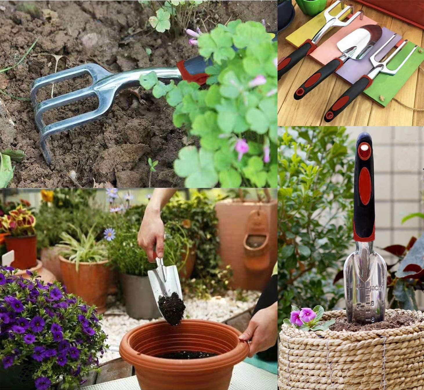 3-Piece Garden Tool Set - Aluminum Alloy Hand Trowel, Transplant Trowel & Cultivator for Digging, Planting & Weeding | Perfect for Home Gardening, Landscaping & Outdoor Planting Projects