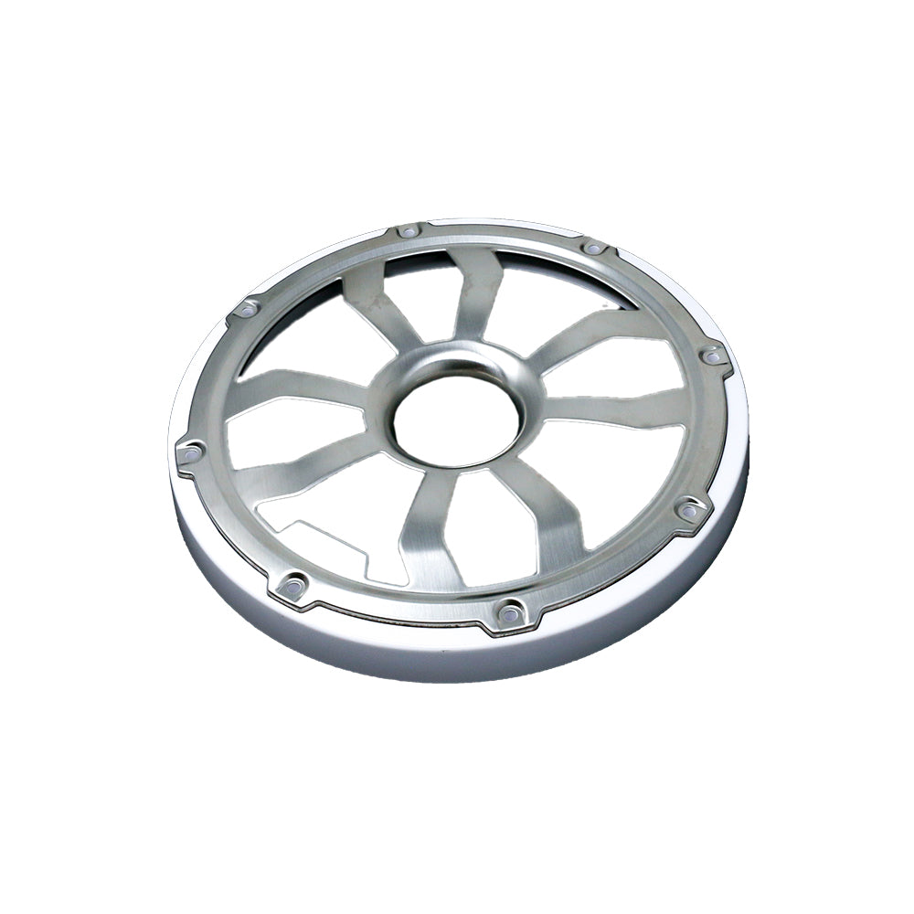 8 Elite Flush Mount Speaker Grills - Brushed Aluminum/White (Pair) - Premium In-Wall & Ceiling Speaker Covers for Home Theater & Audio Systems
