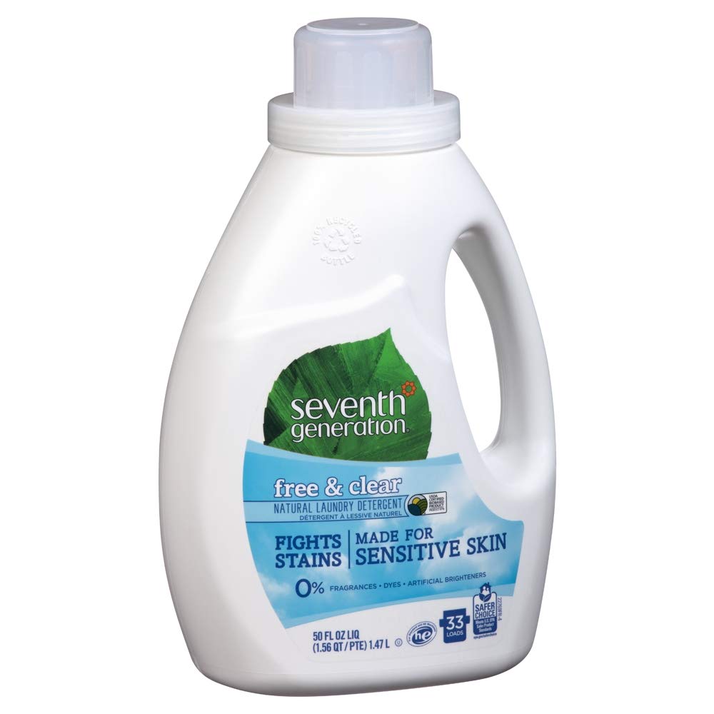 Seventh Generation Free & Clear Liquid Laundry Detergent - 50 oz | Biodegradable, Hypoallergenic, Eco-Friendly | Perfect for Sensitive Skin & HE Washing Machines