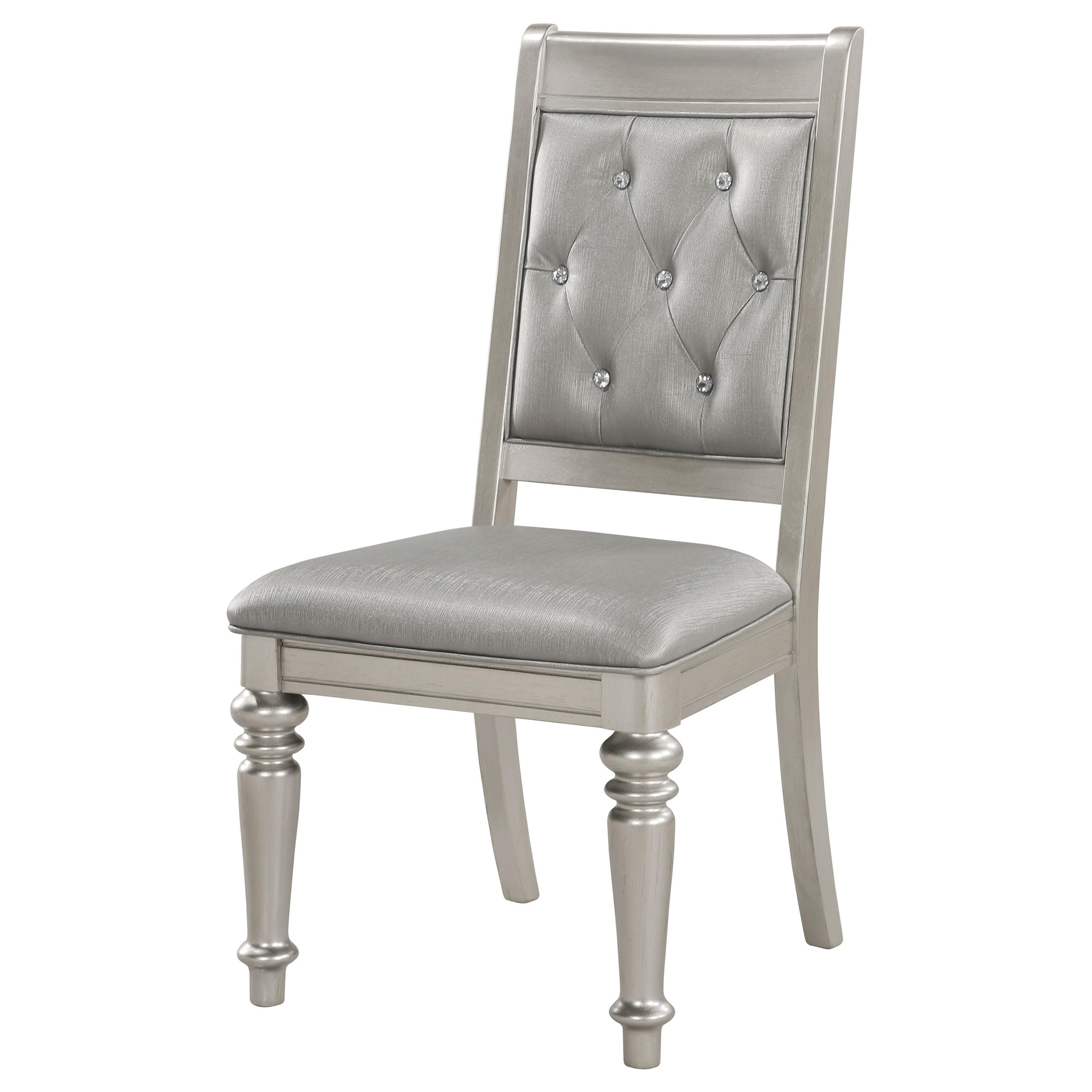 Danette Upholstered Side Chairs with Tufted Back - Set of 2 Metallic Platinum Dining Chairs by Coaster Furniture | Perfect for Dining Room, Kitchen, or Home Office