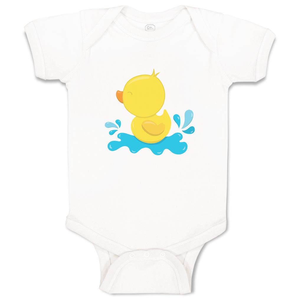 Cute Striped Baby Bodysuit with Duck Design for Swimming & Play