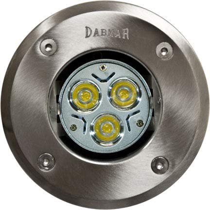 FG319-LED3 Waterproof Fiberglass In-Ground LED Well Light with Stainless Steel Top - Outdoor Landscape Lighting for Garden, Pathway, and Poolside Illumination