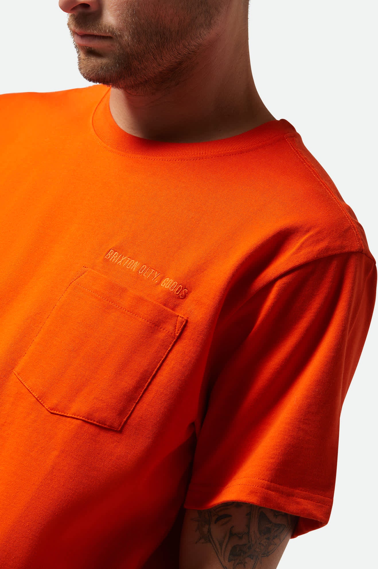 Embroidered Heavyweight Short Sleeve Pocket T-Shirt for Men - Trail Orange | Comfortable Casual Wear for Outdoor Activities & Everyday Use