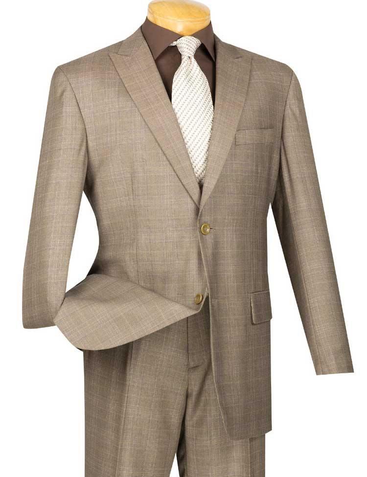 Cambridge Collection Tan Men's Glen Plaid Suit - Classic Business & Wedding Attire for Professional & Formal Occasions