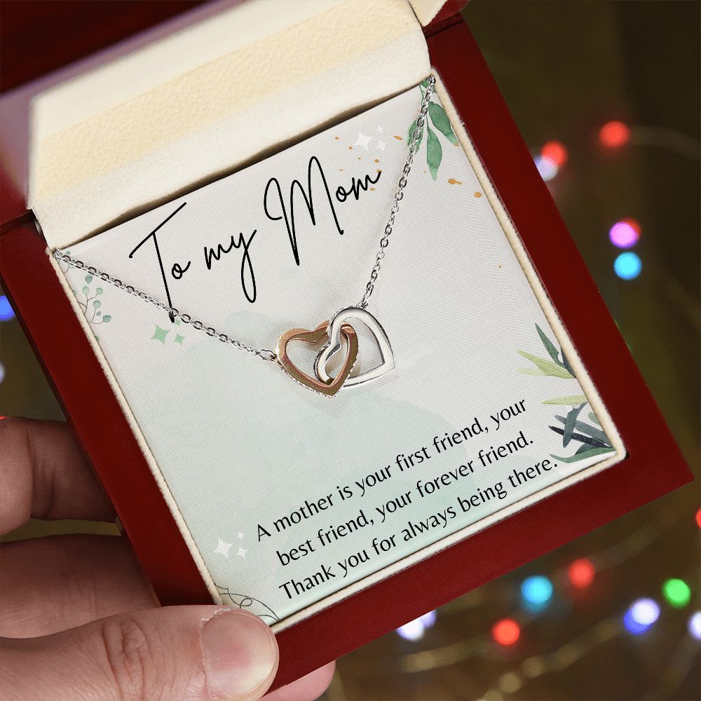 Interlocking Hearts Necklace for Mom - Elegant Christmas & Birthday Gift for Mother - Perfect for Anniversaries, Valentine's Day & Special Occasions