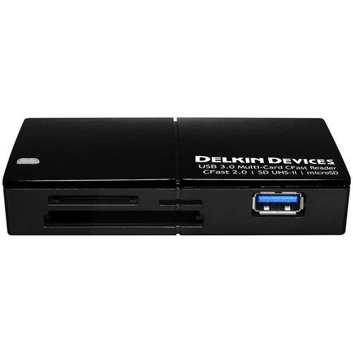 Delkin DDREADER48 CFast 2.0 Card Reader - High-Speed USB 3.0 Multi Memory Card Adapter for CFast, SD, microSD - Perfect for Photographers, Videographers & Content Creators