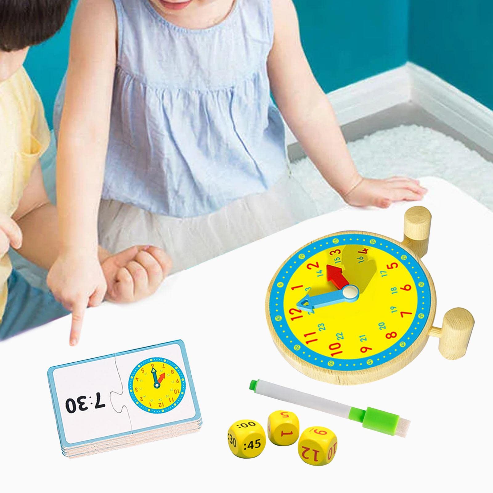 Wooden Educational Clock Toy - Learning Time Puzzle for Toddlers & Kids - Perfect for Preschool Classroom, Homeschooling, and Early Childhood Development