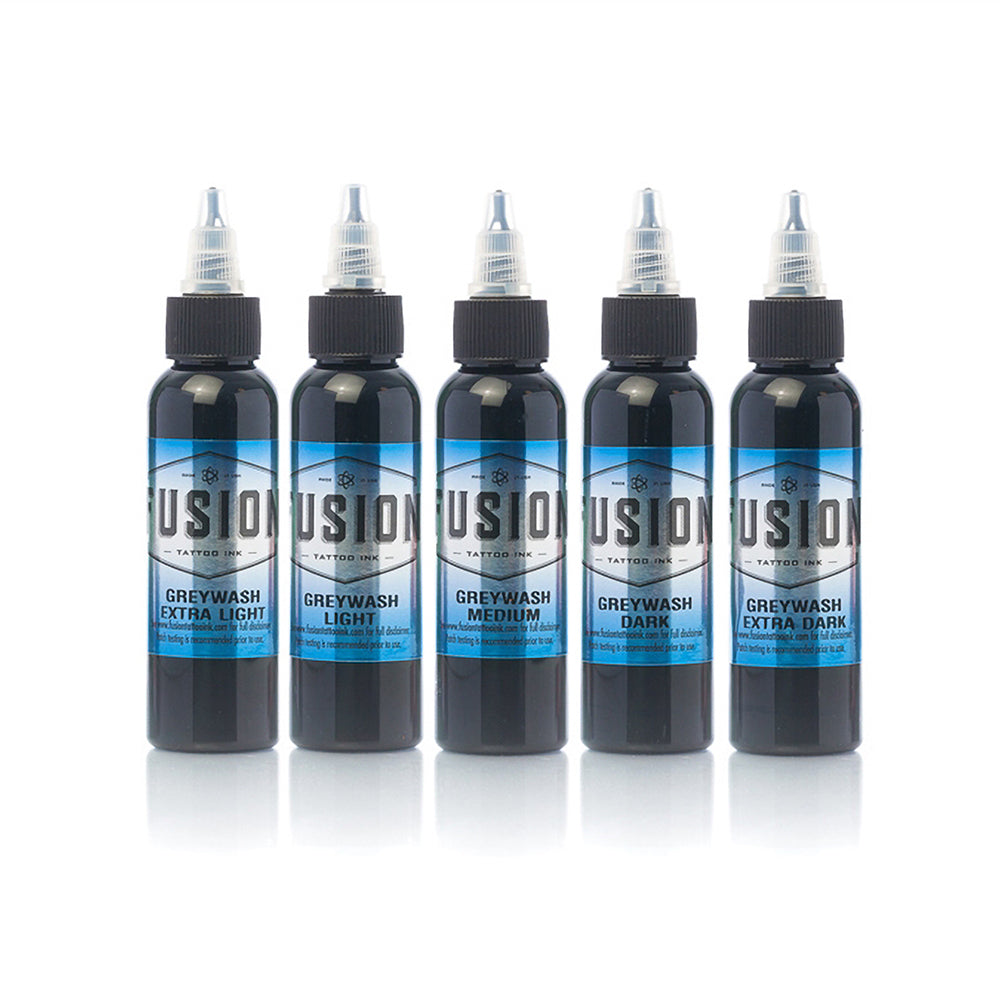 Greywash 5 Pack Set - Professional Fusion Tattoo Ink Kit - Choose Your Size - Perfect for Tattoo Artists & Beginners - Home & Studio Use