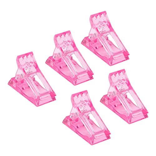 Nofaner 5pcs Stainless Steel Nail Extension Clips - Professional Nail Art Tools for Quick Poly Gel & Acrylic Nail Building, Multi-functional Manicure Accessories (Pink) | Perfect for Salon, Home DIY & Nail Art Enthusiasts