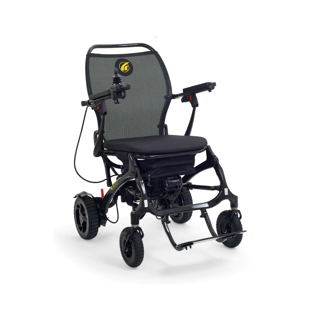 Golden Cricket Carbon Fiber Folding Power Wheelchair - Lightweight Portable Electric Mobility Scooter for Seniors & Adults - Perfect for Travel, Shopping & Outdoor Activities