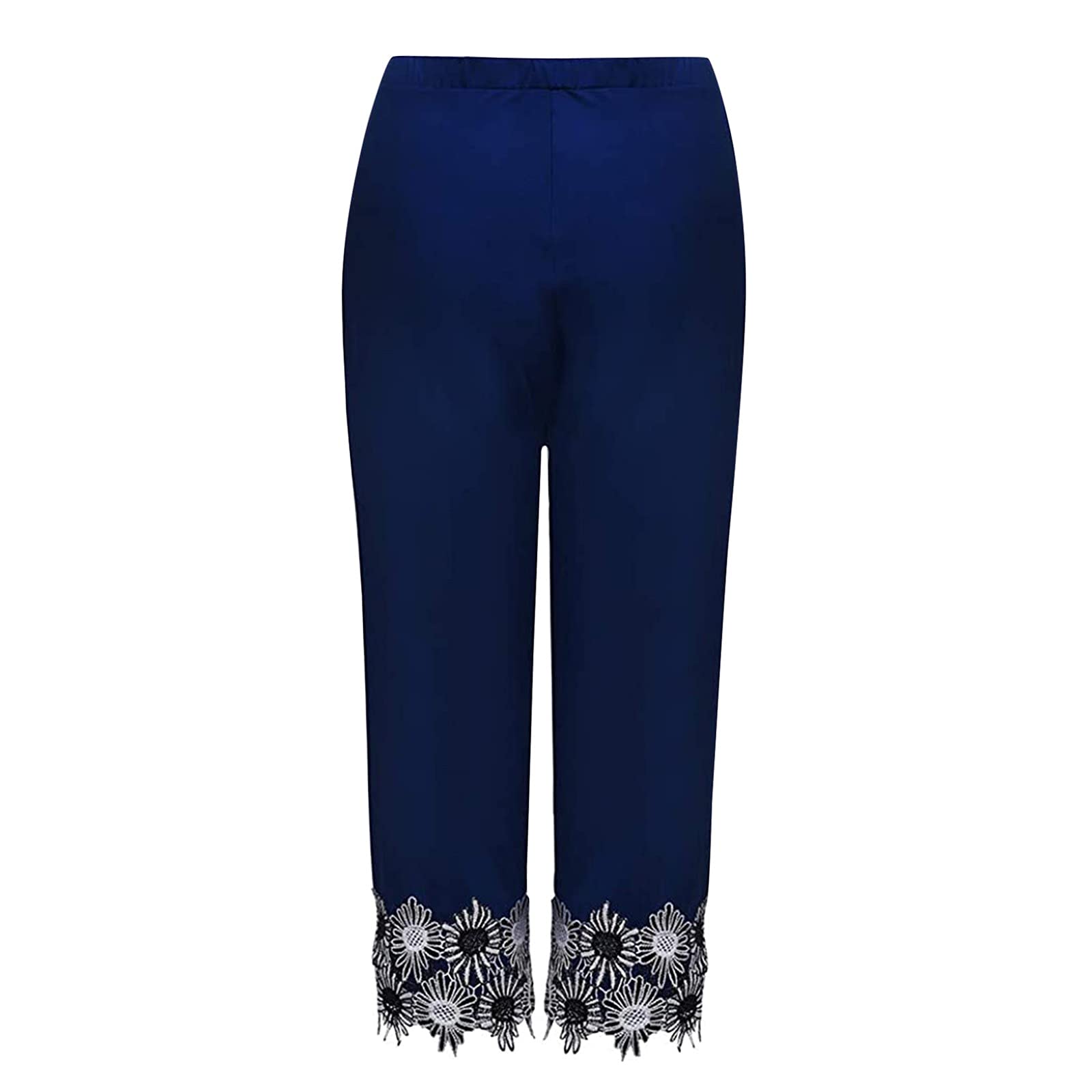 Maryia Women's Plus Size Modal Capri Pants with Lace Trim - Soft Stretchy Yoga Leggings for Active Wear, Workout & Casual Outfits | Perfect for Yoga, Running & Everyday Comfort