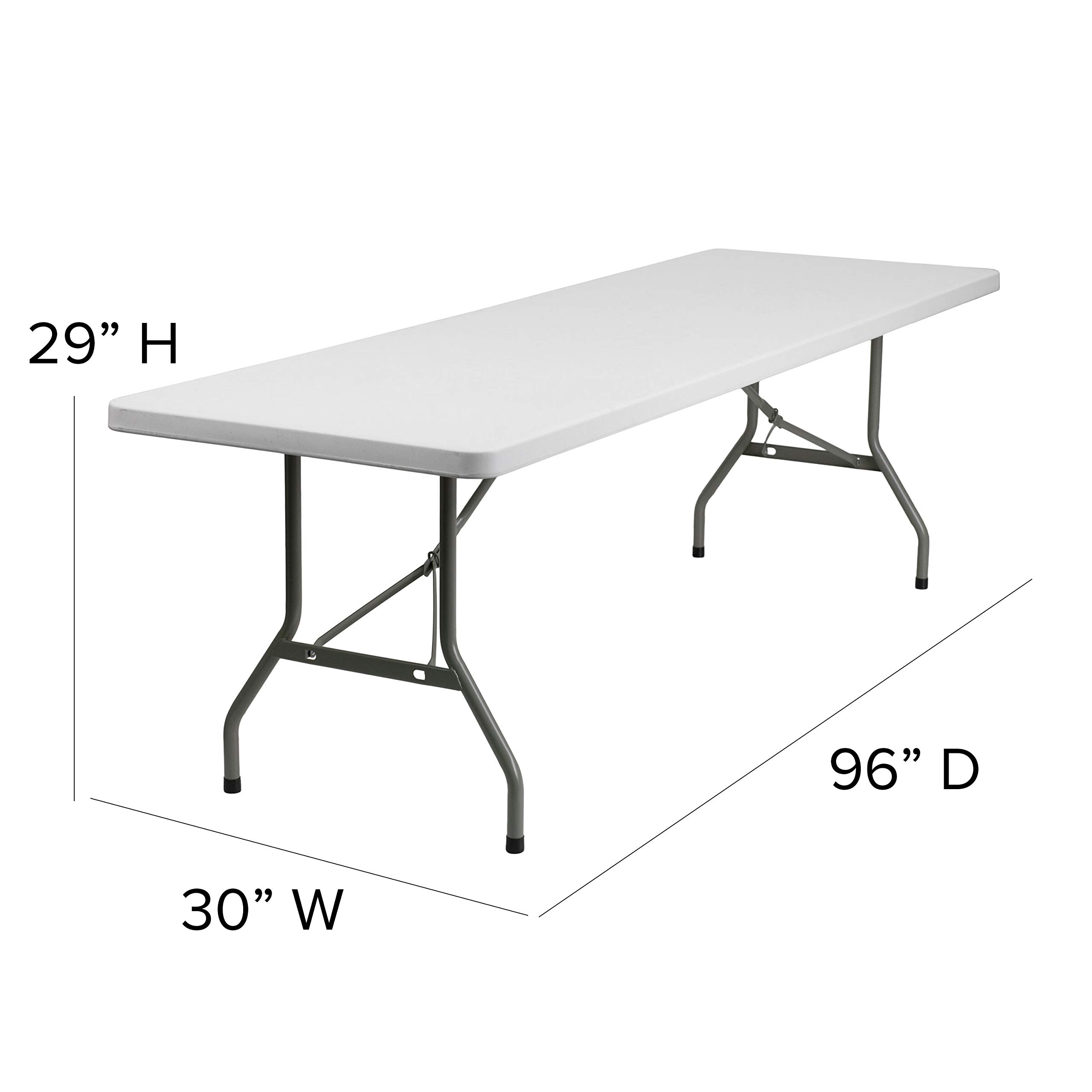 Flash Furniture Elon 8-Foot Rectangular Plastic Folding Table - Heavy Duty Portable Banquet Table for Parties, Picnics, Camping & Events - Indoor/Outdoor Use in White