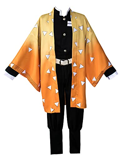 Zenitsu Agatsuma Demon Slayer Cosplay Costume - Anime Kimono Outfit for Halloween, Comic Con & Cosplay Events | Perfect for Anime Fans & Convention Parties