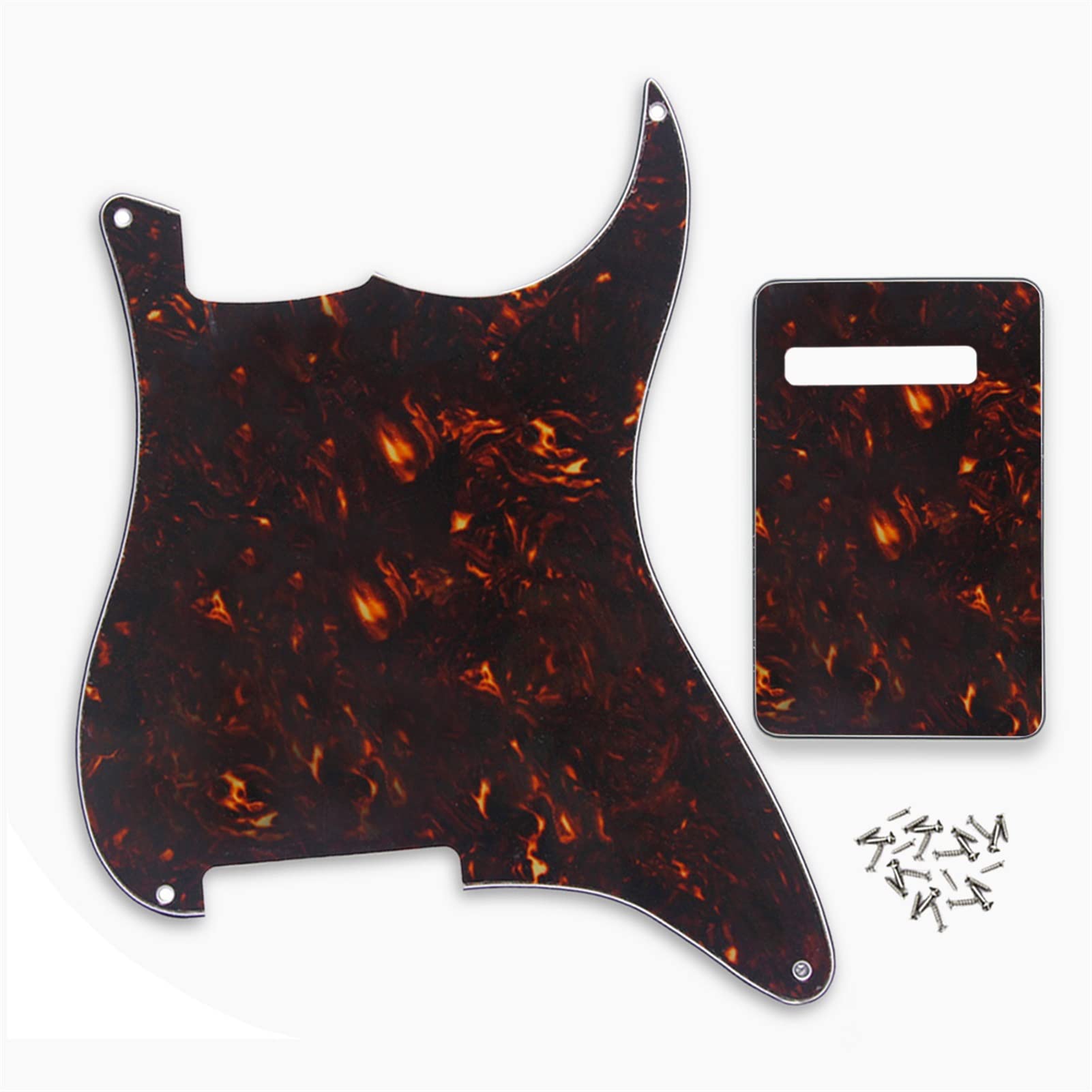 TSTS Set of 4 Hole Blank Guitar Pickguard with Back Plate & Screws for ST Electric Guitar Parts - DIY Replacement Pick Guards (Color: Black) - Perfect for Guitar Repair, Customization & Upgrades
