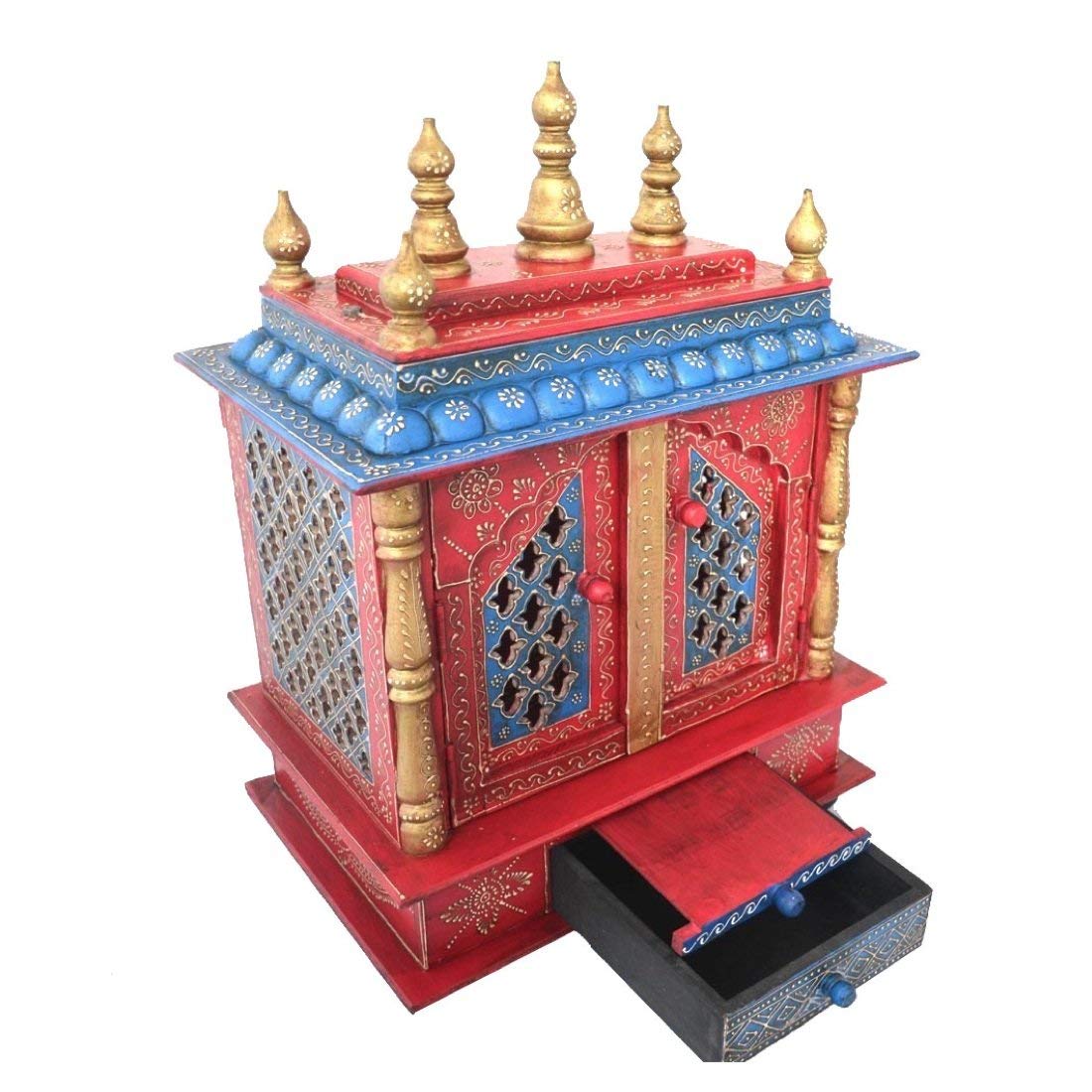 Handcrafted Wooden Home Temple - Pooja Mandir & Mandap for Hindu Worship | Premium Home Altar for Daily Prayers & Spiritual Decor | Perfect for Living Room, Bedroom, or Meditation Space
