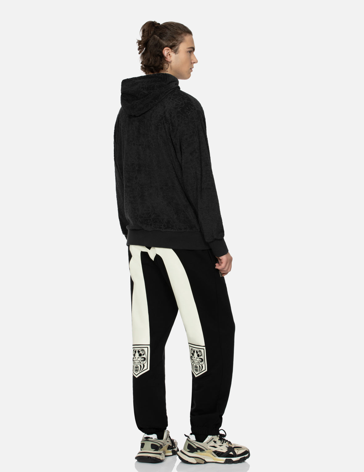 Monogram Jacquard Boucle & Seagull Embroidery Relaxed Fit Hoodie - Cozy Oversized Sweatshirt for Women | Perfect for Casual Outings, Lounging & Streetwear Fashion